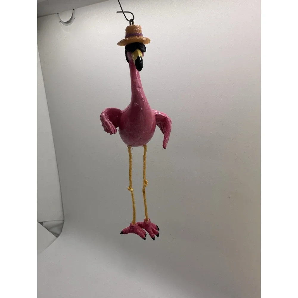 Flamingo Ornament with Straw Hat & Sunglasses Tropical Beach Christmas Decor